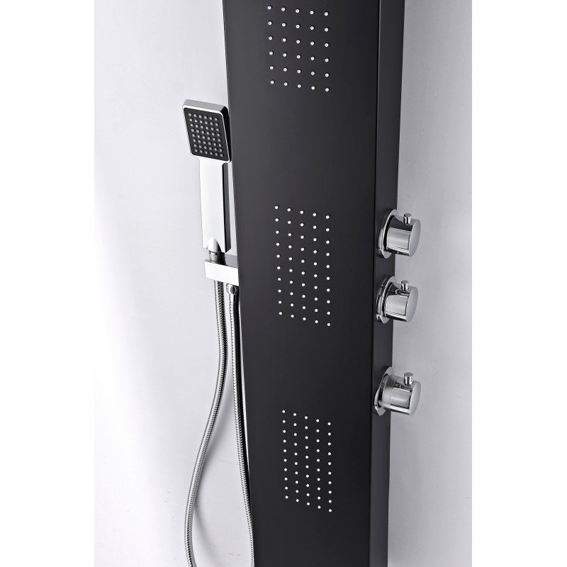 Level Series 66 in. Full Body Shower Panel System with Heavy Rain Shower and Spray Wand in Black