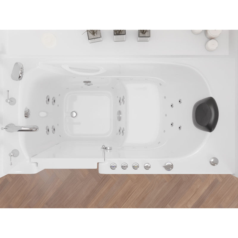 30 in. x 60 in. Left Drain Quick Fill Walk-In Whirlpool and Air Tub with Powered Fast Drain in White