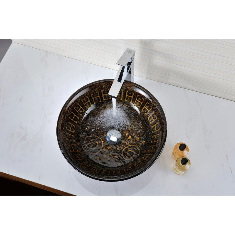 Opus Series 17 in. Bathroom Vessel Sink with Scratch-Tough and Stain-Resistant Surface in Lustrous Brown Glass