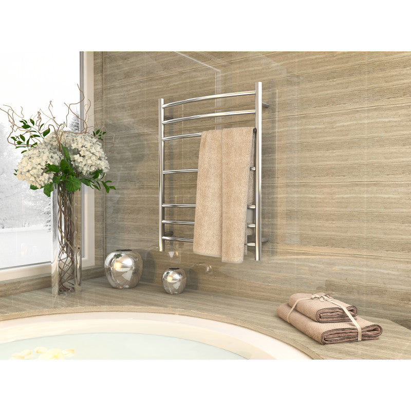 TW-AZ027CH - Gown Series 7-Bar Wall Mounted Electric Plug-In Bathroom Towel Warmer Rack in Polished Chrome Finish Stainless Steel