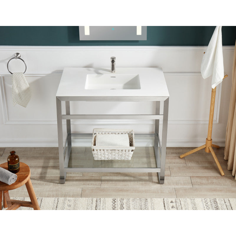 Orchard 36 in. Console Sink with Glossy White Counter Top