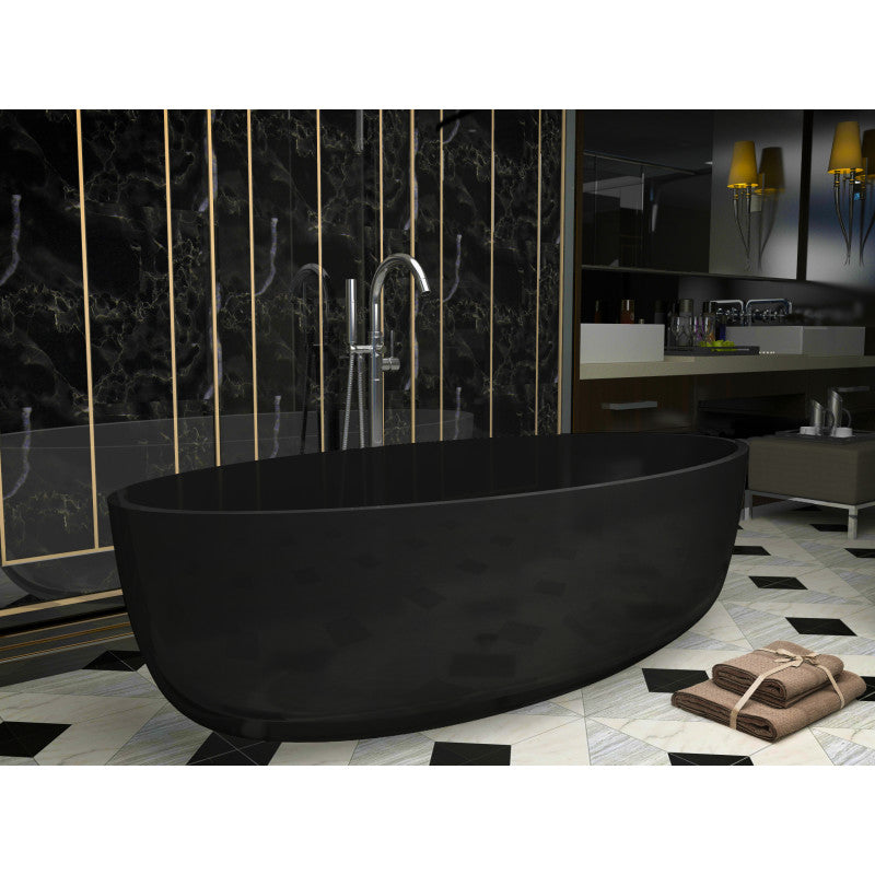 FT-AZ522 - Opal 67 in. One Piece Stone Freestanding Bathtub in Translucent Midnight Black