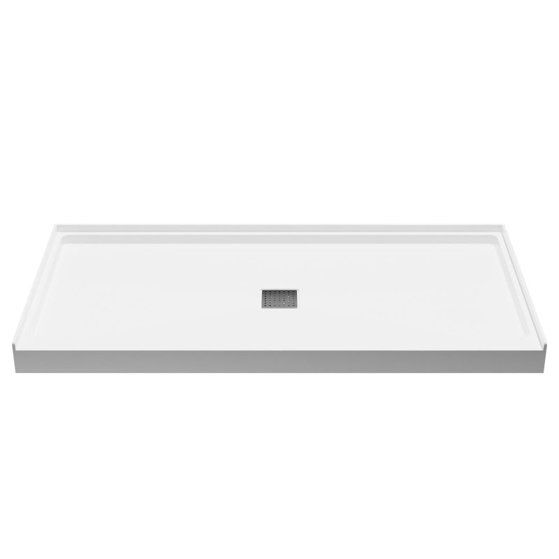 SB-AZ101C - Alexander Base Series 60 in. L x 30 in. W Alcove Shower Shower Pan Base with Center Drain in Glossy White Marine Acrylic