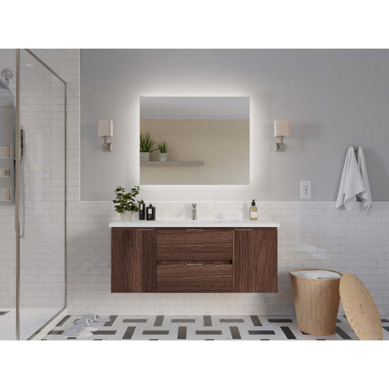 48 in W x 20 in H x 18 in D Bath Vanity with Cultured Marble Vanity Top in White with White Basin & Mirror