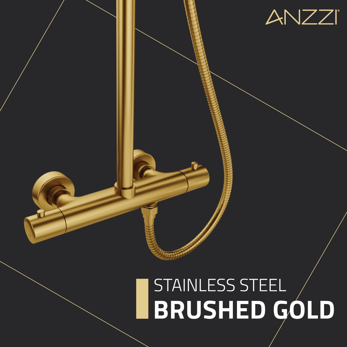 Heavy Rainfall Stainless Steel Shower Bar with Hand Sprayer