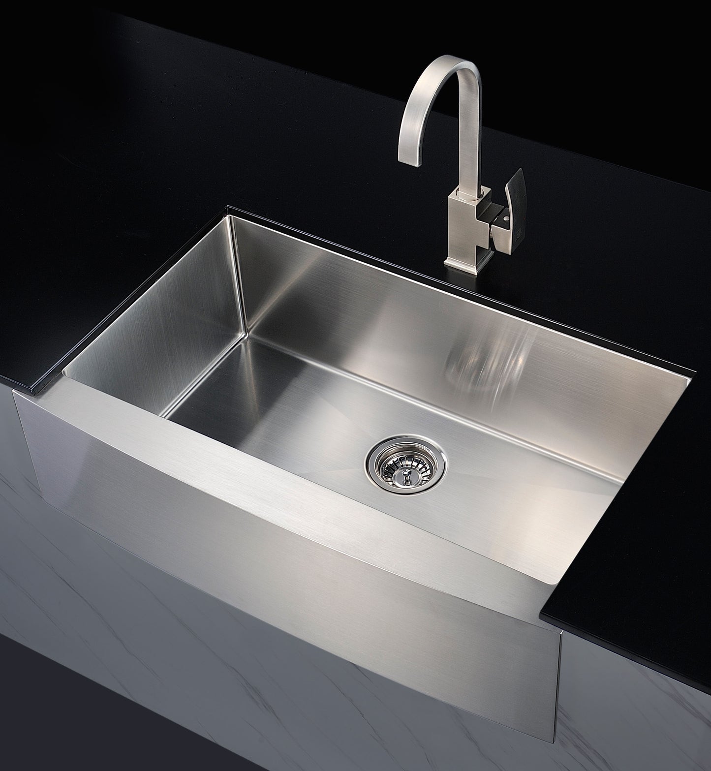 Elysian Farmhouse Stainless Steel 36 in. Single Bowl Kitchen Sink in Brushed Satin