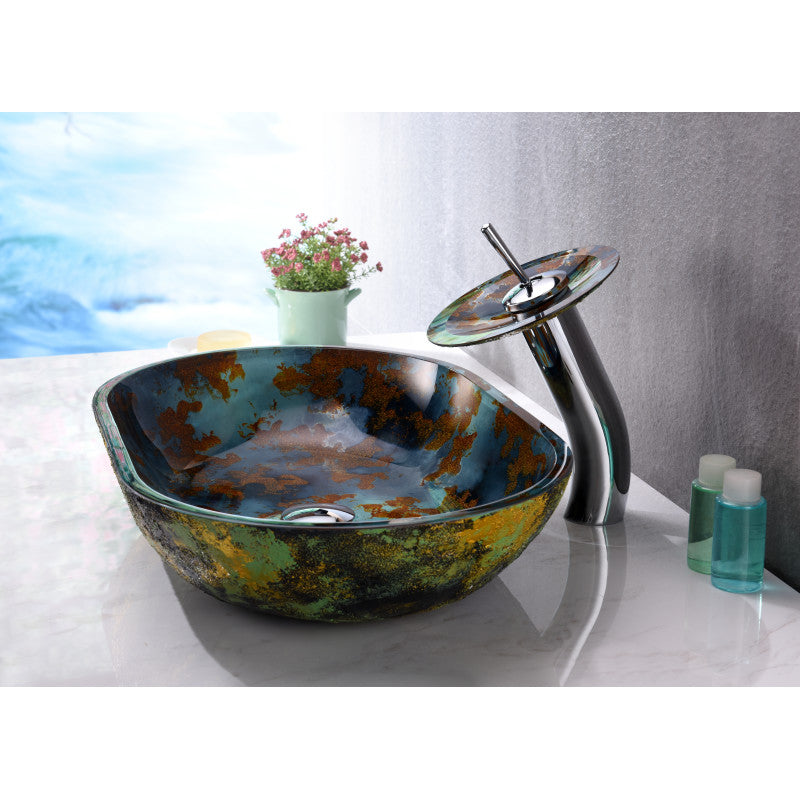 Avao Series Vessel Sink in Panye Blue
