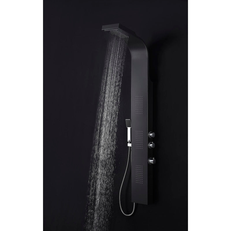 Level Series 66 in. Full Body Shower Panel System with Heavy Rain Shower and Spray Wand in Black