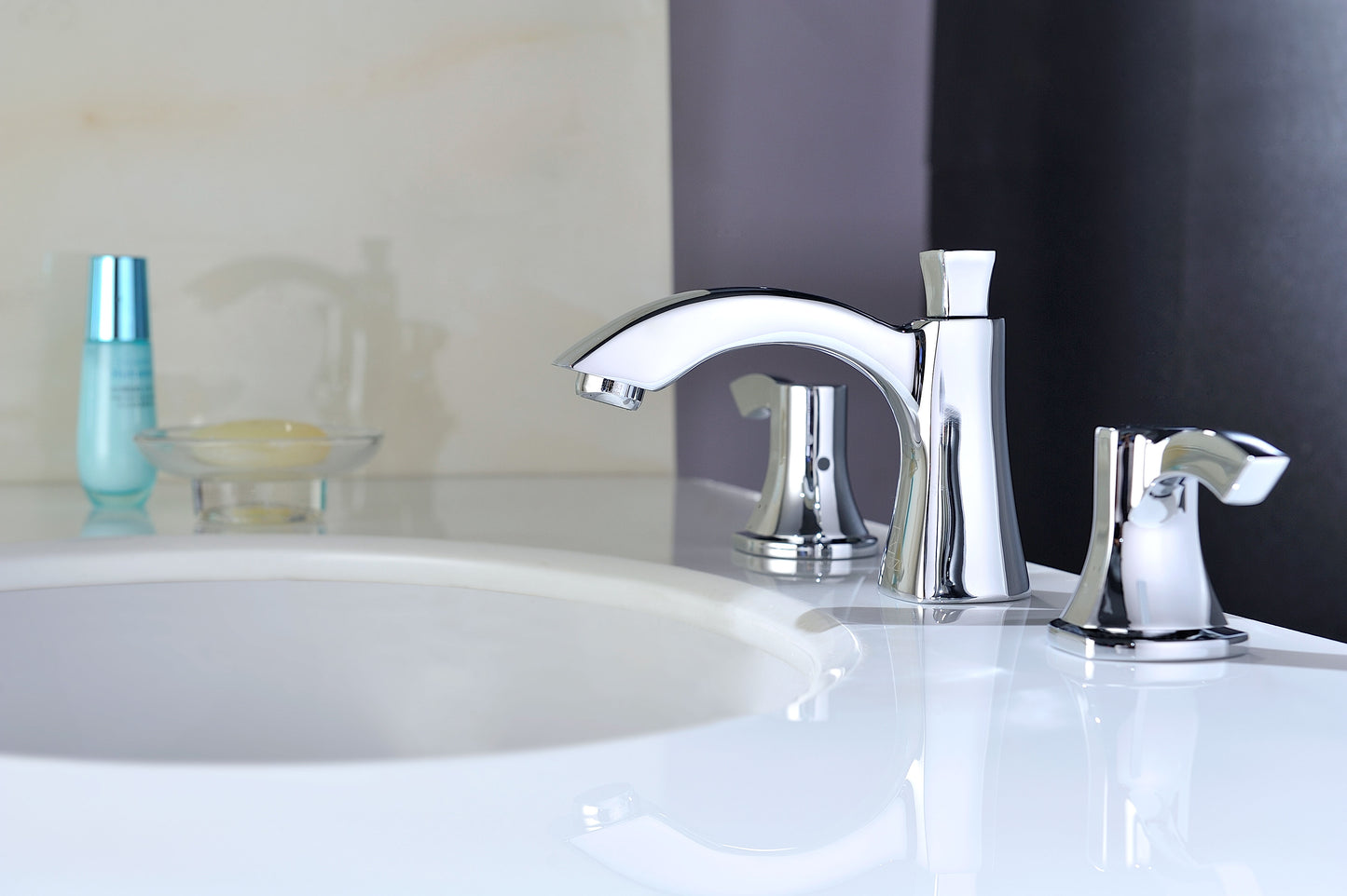 L-AZ015 - Sonata Series 8 in. Widespread 2-Handle Mid-Arc Bathroom Faucet in Polished Chrome