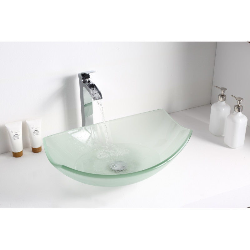 Magician Series 20 in. Bathroom Vessel Sink with Stain-Resistant Non-Porous Surface in Lustrous Frosted Finish Glass