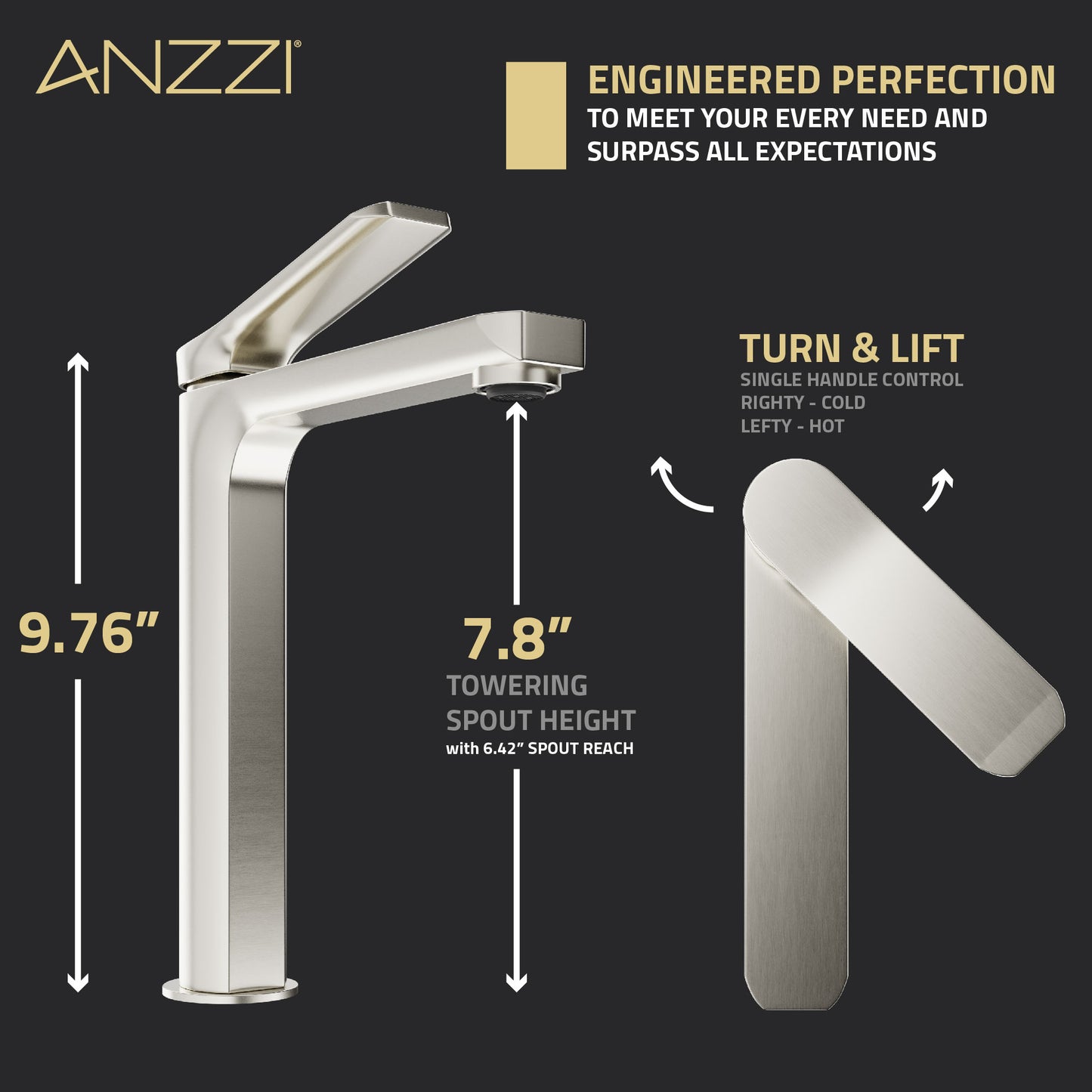 Single Handle Single Hole Bathroom Vessel Sink Faucet With Pop-up Drain
