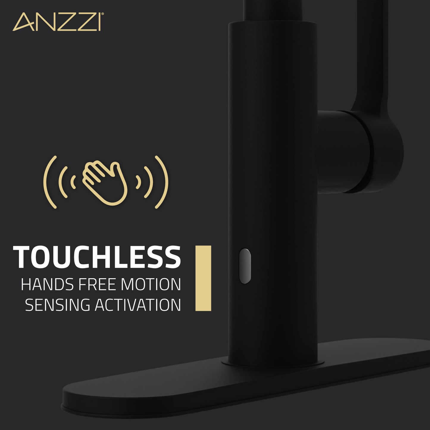 Ola Hands Free Touchless 1-Handle Pull-Down Sprayer Kitchen Faucet with Motion Sense and Fan Sprayer