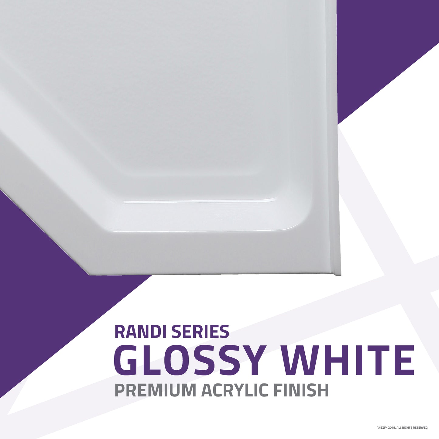 36 in. x 36 in. Neo-Angle Double Threshold Shower Base in White