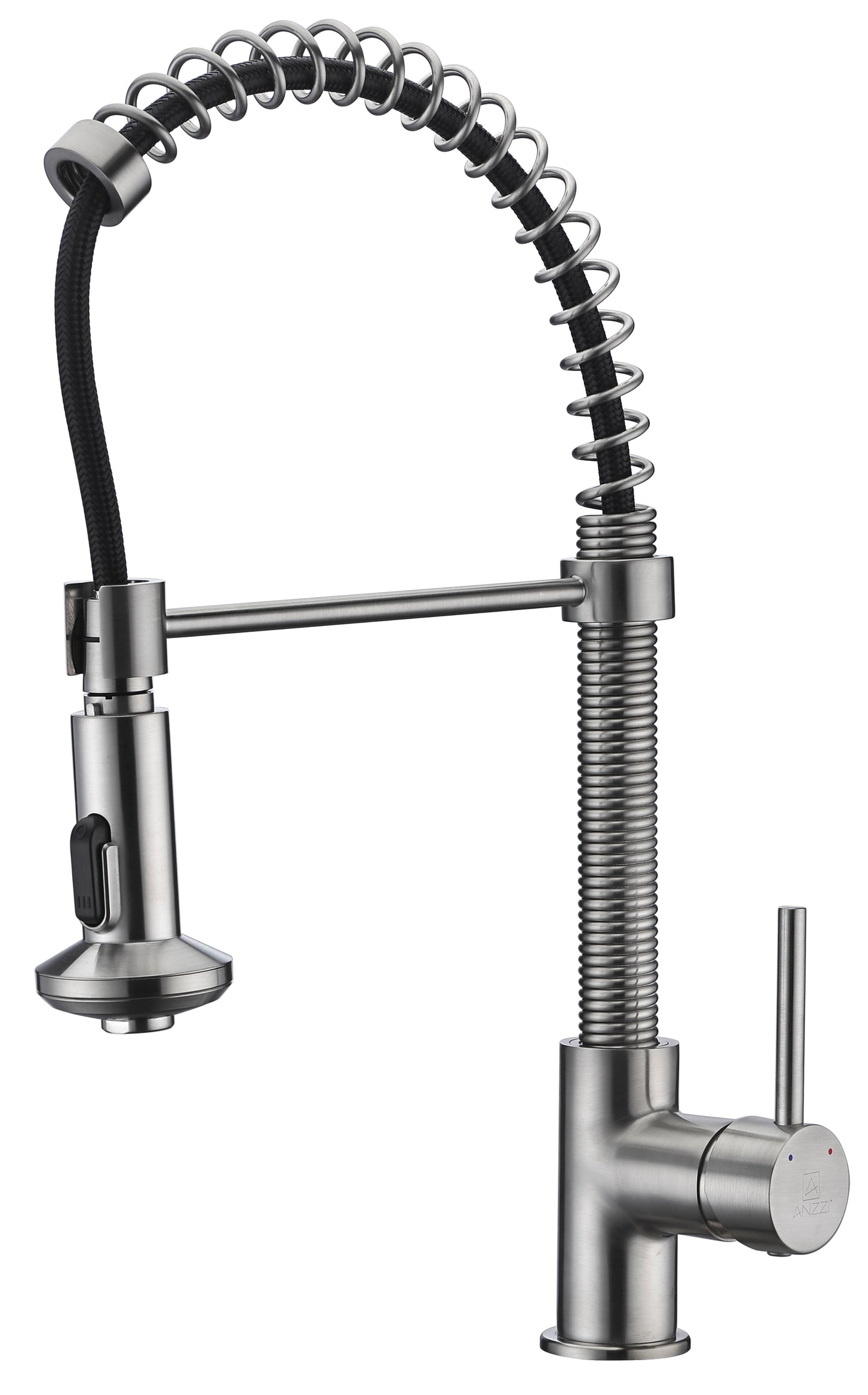 KF-AZ194BN - Step Single Handle Pull-Down Sprayer Kitchen Faucet in Brushed Nickel