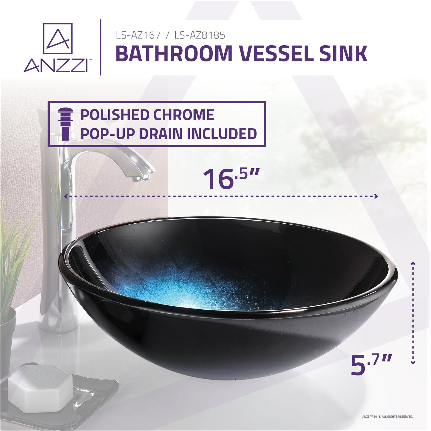 Tara Series Deco-Glass Vessel Sink