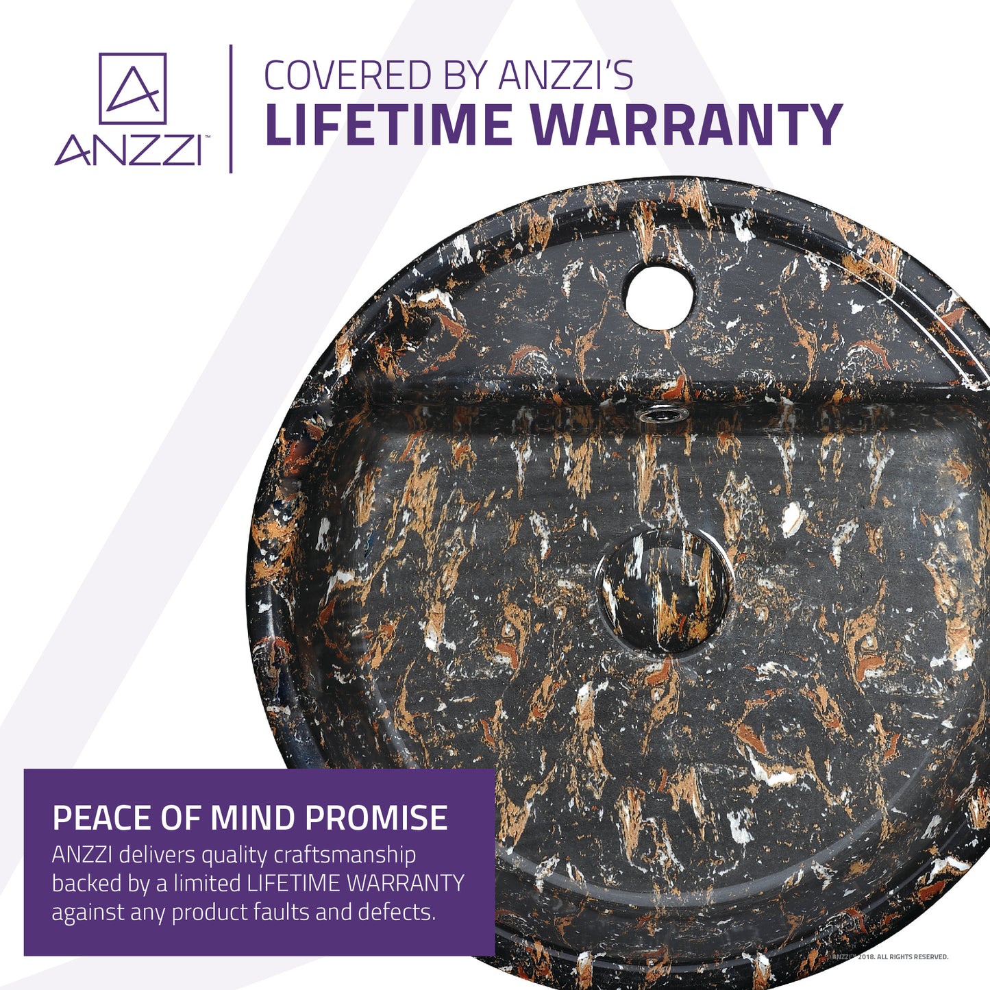 Rhapsody Series 17 in. Bathroom Vessel Sink with Matching Drain and Stain Resistant Surface in Neolith Marble Finish