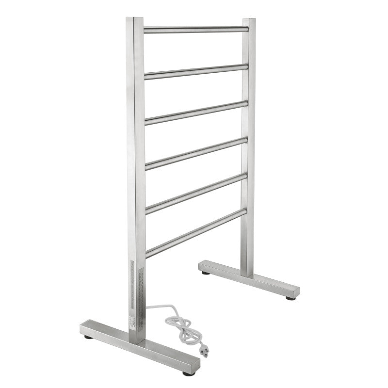 TW-AZ102BN - Riposte Series 6-Bar Stainless Steel Floor Mounted Electric Towel Warmer Rack-Brushed Nickel