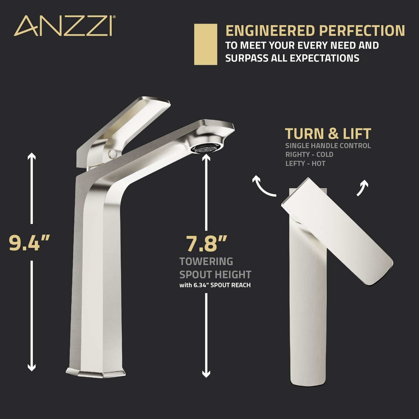 Single Handle Single Hole Bathroom Vessel Sink Faucet With Pop-up Drain