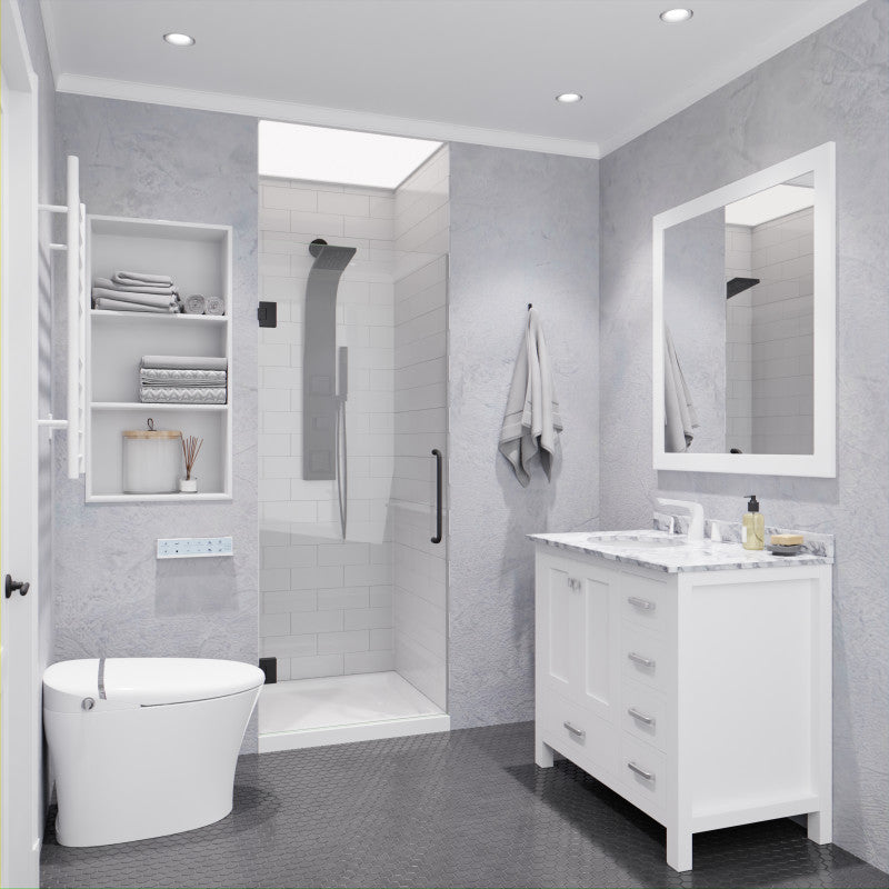 SD-AZ8075-02GB - Passion Series 30 in. x 72 in. H Hinged Frameless Shower Door in Gunmetal with Tsunami Guard Tempered Glass and Handle