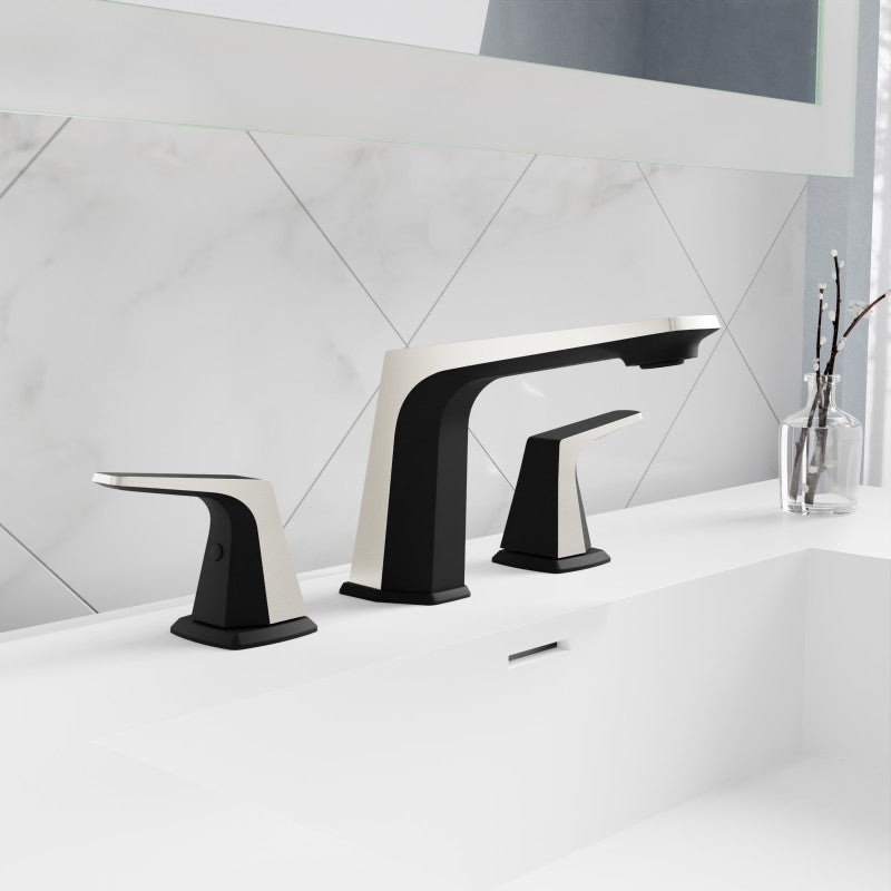 L-AZ905MB-BN - 2-Handle 3-Hole 8 in. Widespread Bathroom Faucet With Pop-up Drain in Matte Black & Brushed Nickel