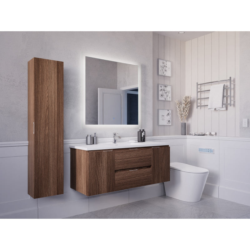 VT-MR4SCCT48-DB - ANZZI Conques 48 in. W x 20 in. H x 18 in. D Bath Vanity Set in Dark Brown with Vanity Top in White with White Basin and Mirror