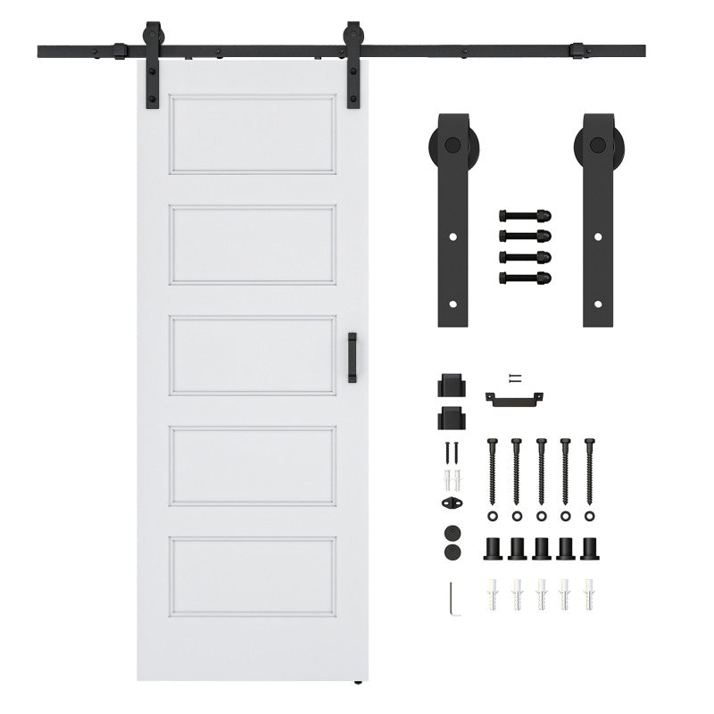 Borneo Series 36 in. x 84 in. Unfinished Ready-to-Stain MDF Interior Sliding Barn Door with Hardware Kit in Matte Black