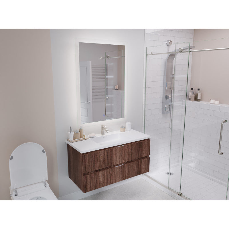 39 in W x 20 in H x 18 in D Bath Vanity with Cultured Marble Vanity Top in White with White Basin & Mirror