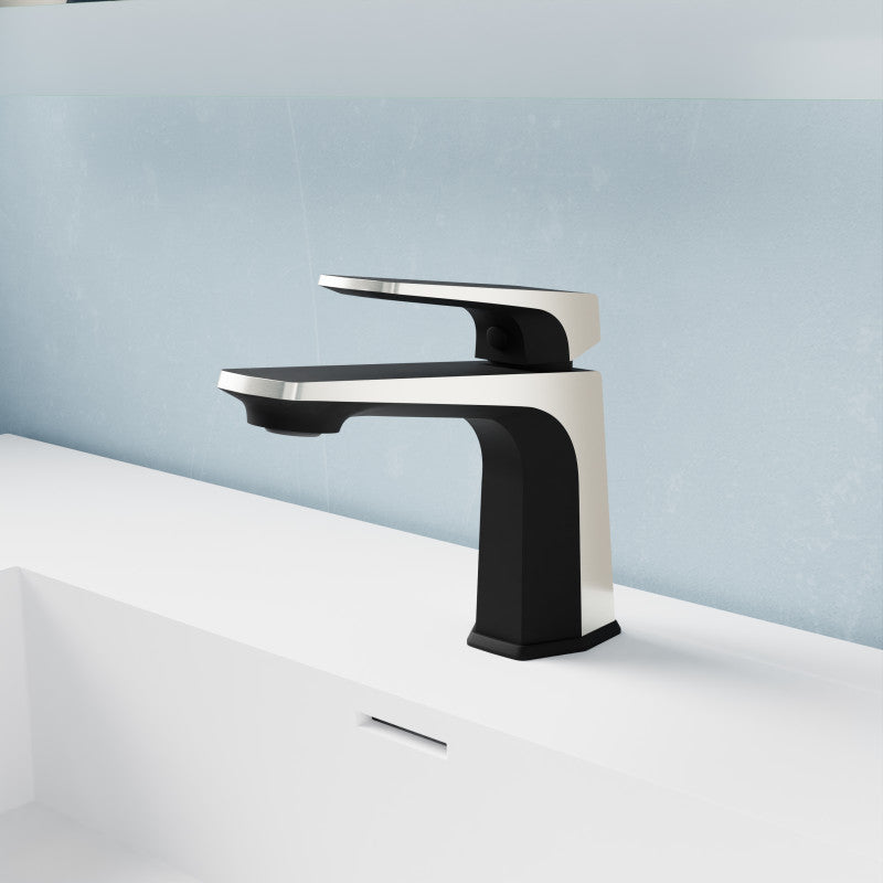 L-AZ903MB-BN - Single Handle Single Hole Bathroom Faucet With Pop-up Drain in Matte Black & Brushed Nickel