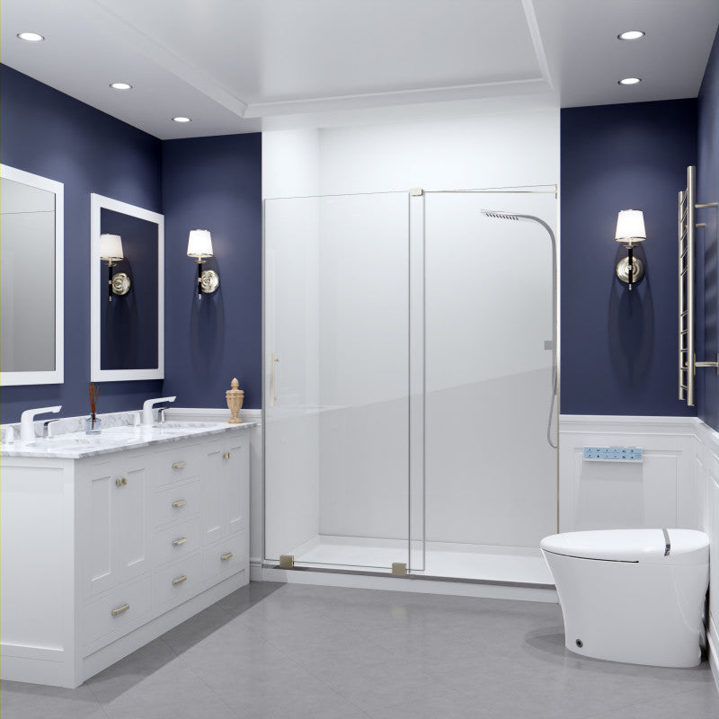 Longboat Series 60 in. x 76 in. Semi-Frameless Shower Door with TSUNAMI GUARD
