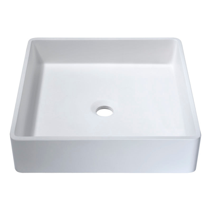 Passage 1-Piece Solid Surface Vessel Sink with Pop Up Drain in Matte White