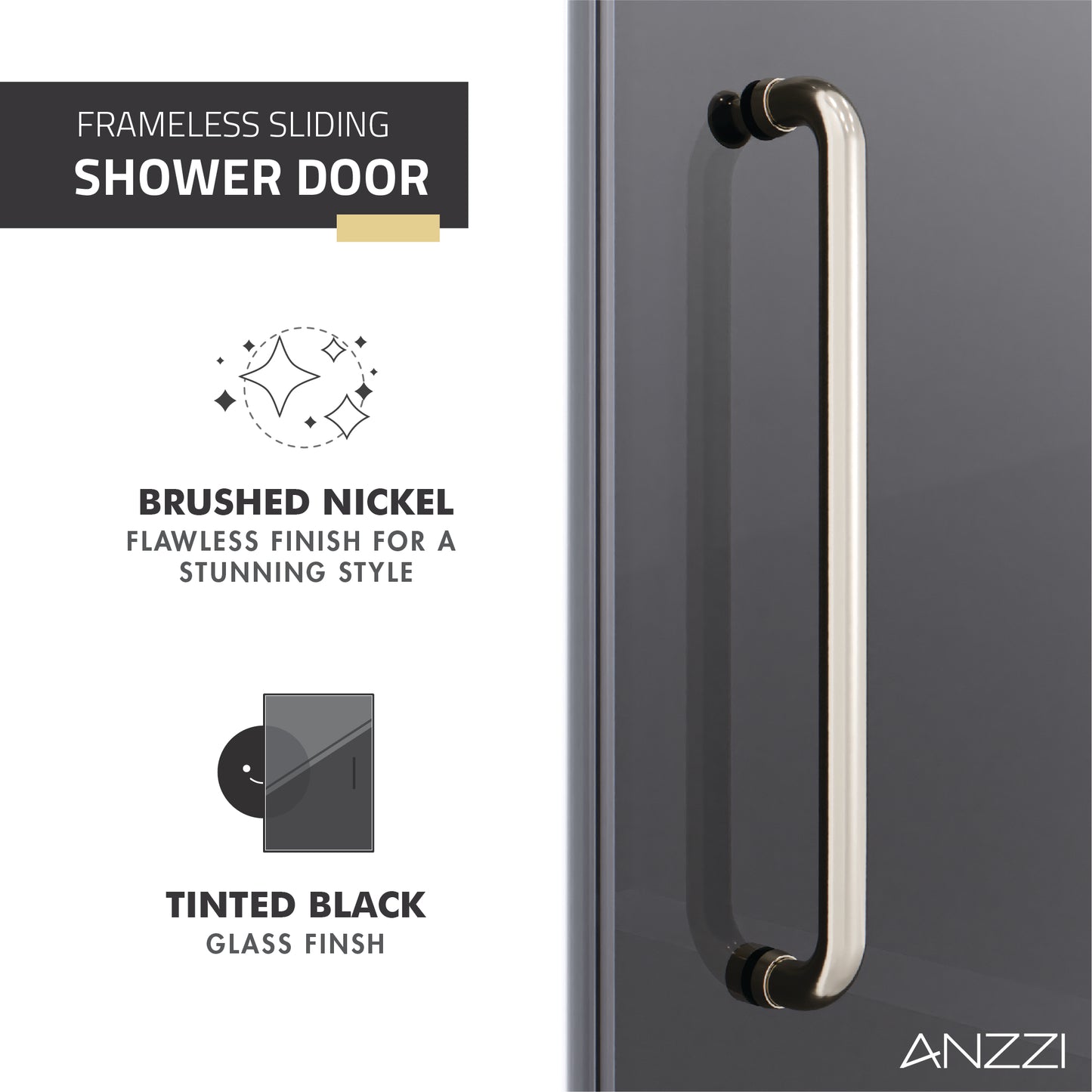 Leon Series 60 in. by 76 in. Frameless Sliding Shower Door with Handle