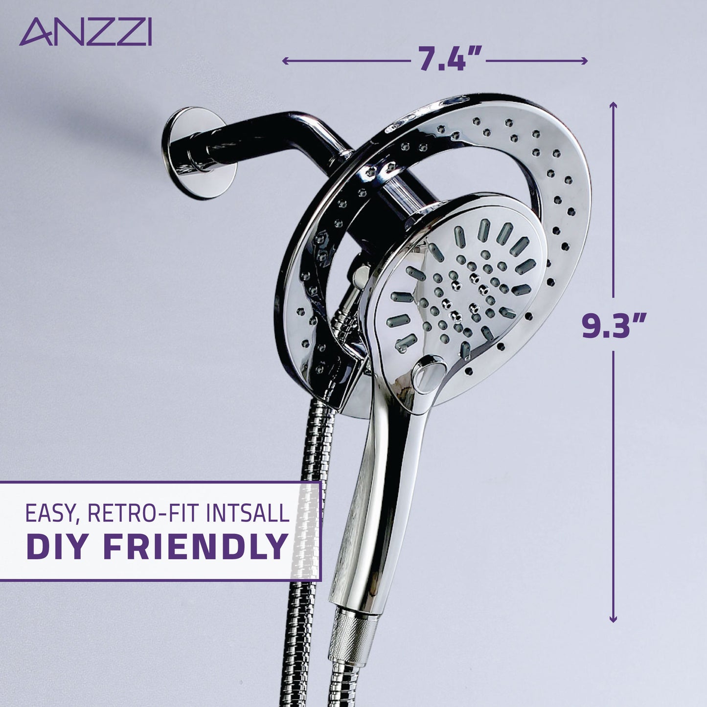 Magnetic Valkyrie Multi-Spray Retro-Fit 7.48 in. Dual Wall Mount Fixed and Handheld Shower Head with Magna-Diverter