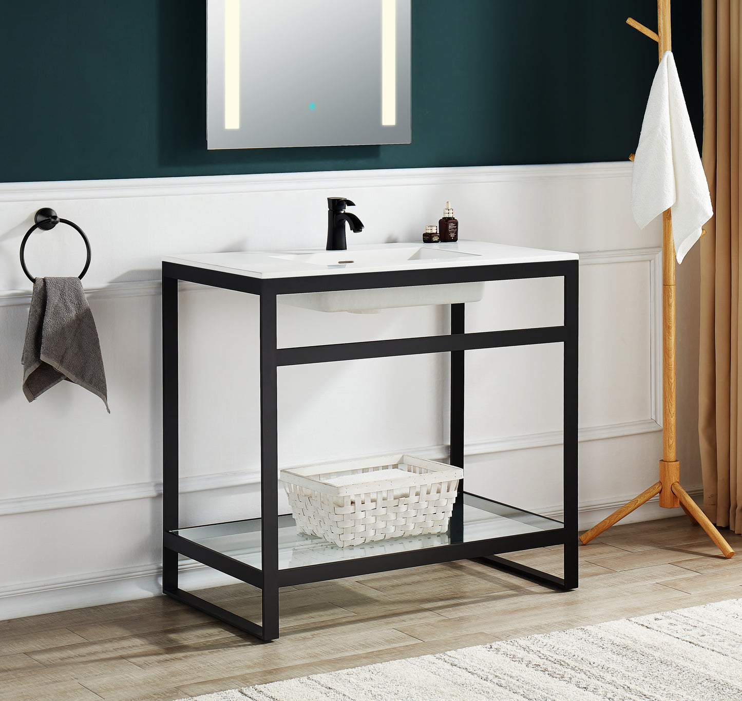 Orchard 36 in. Console Sink with Glossy White Counter Top