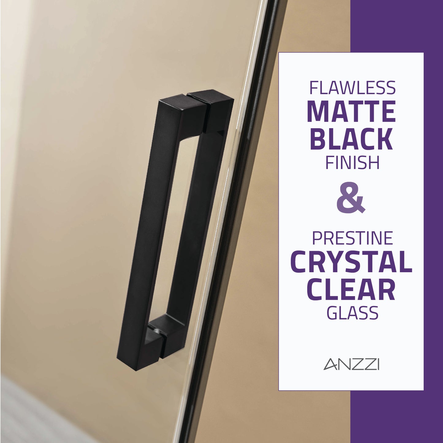 Rhodes Series 48 in. x 76 in. Frameless Sliding Shower Door with Handle