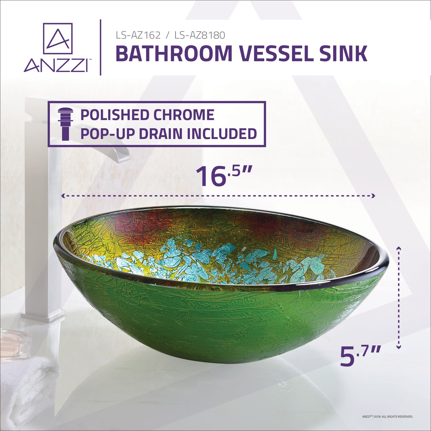 Tara Series Deco-Glass Vessel Sink