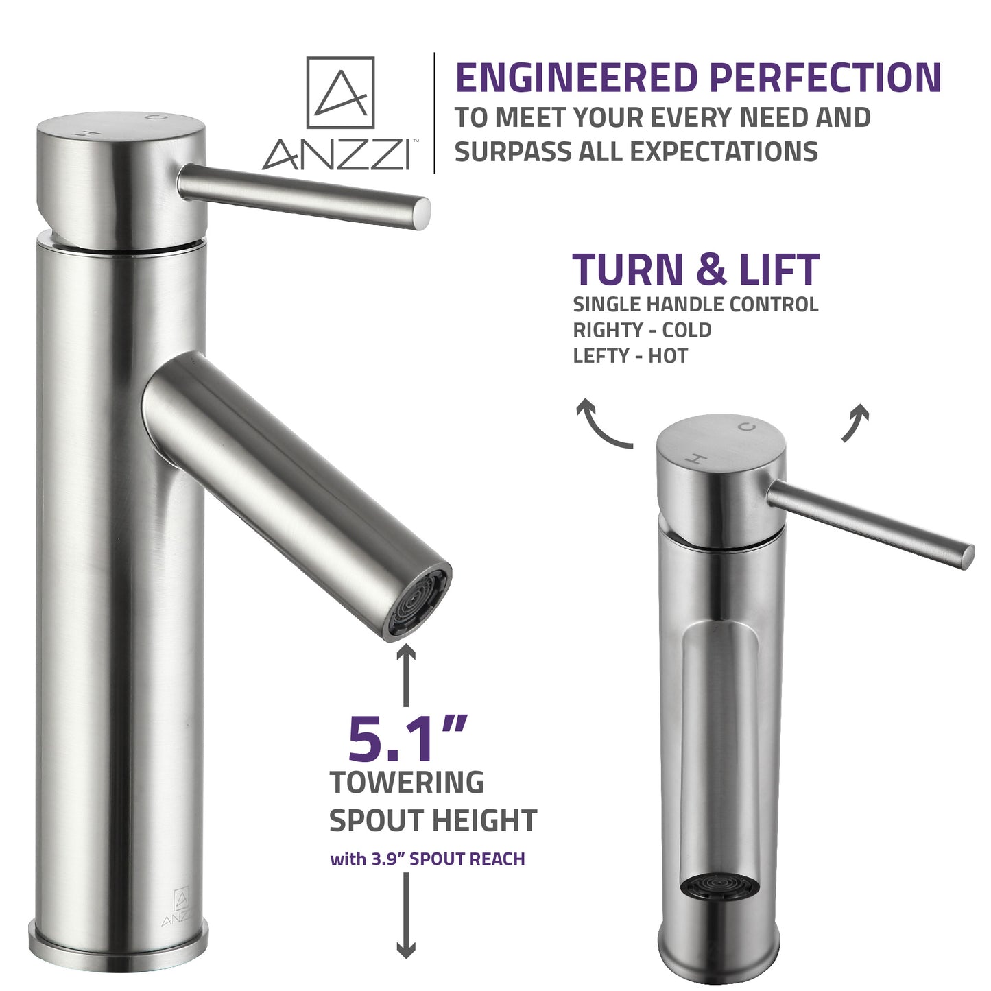 Valle Single Hole Single Handle Bathroom Faucet