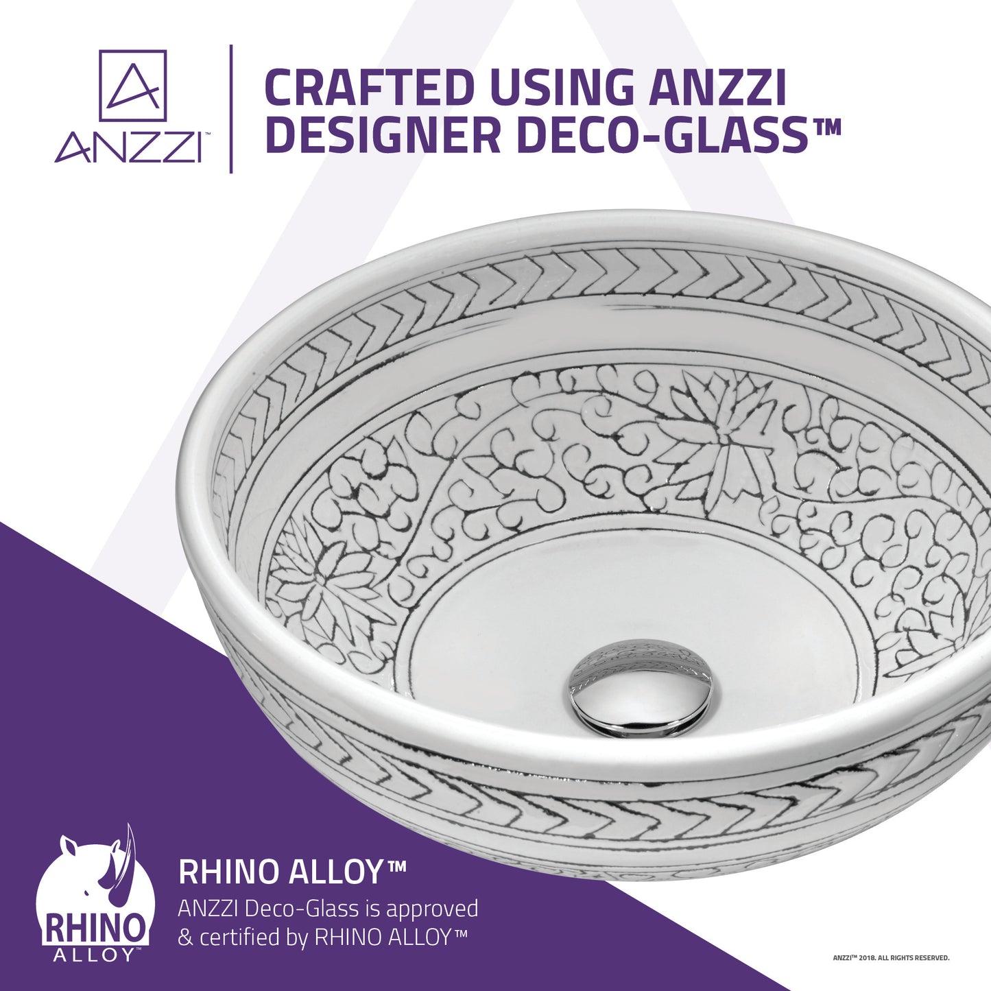 Cadence Series 16 in. Round Bathroom Vessel Sink with Stain-Resistant Non-Porous Surface in Decor White Finish Glass