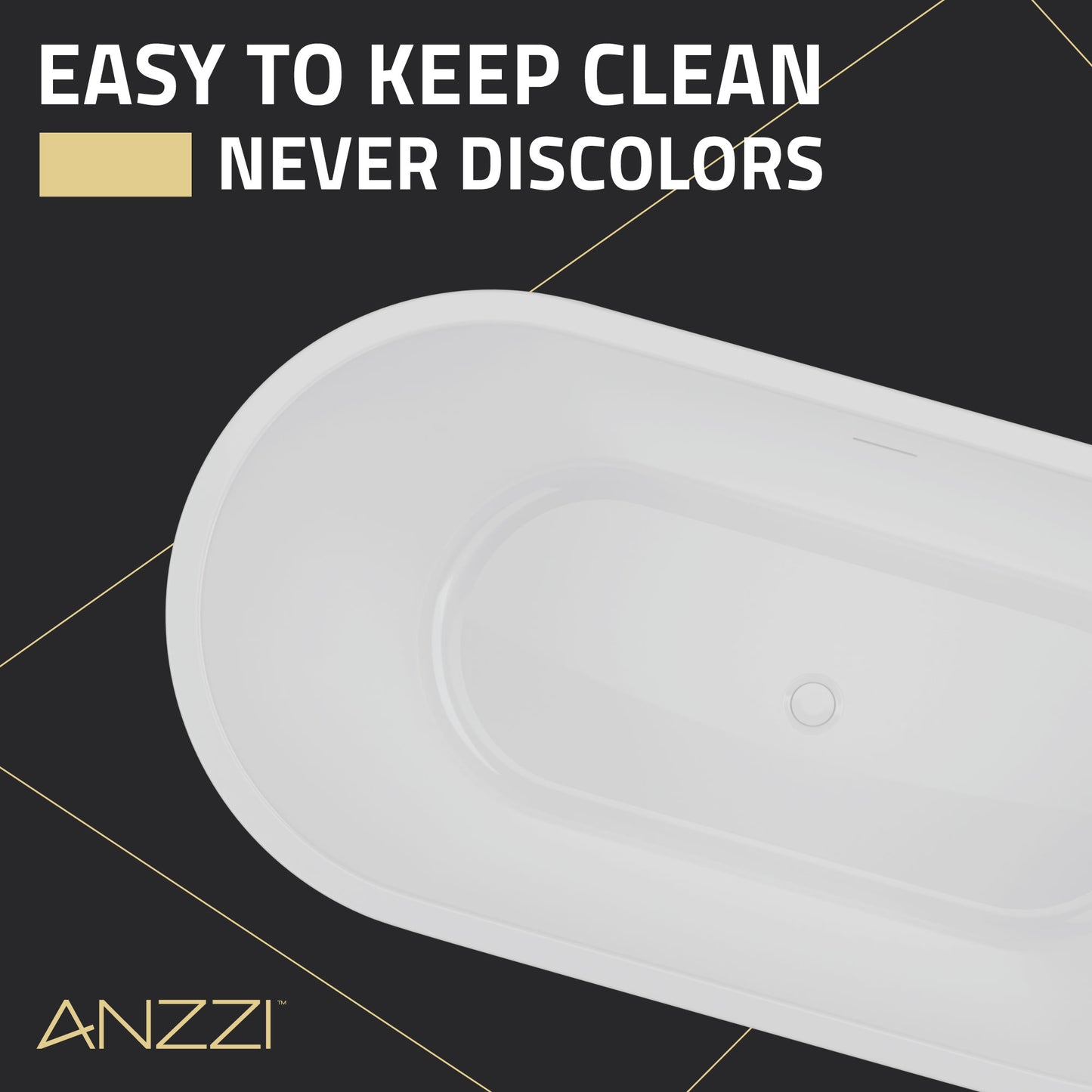 Chand Series 67 in. x 32 in. Flat Bottom Acrylic Freestanding Soaking Bathtub with Center Drain in Glossy Black