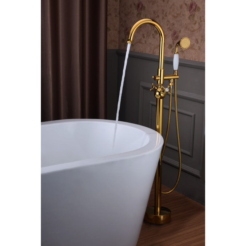 Bridal 3-Handle Claw Foot Tub Faucet with Hand Shower in Gold