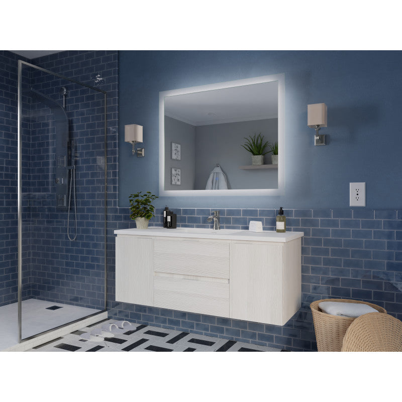 VT-MRCT48-WH - 48 in. W x 18 in. D x 20 in. H One Bath Vanity in White with White Vanity Top with White Basin and Matching Mirror