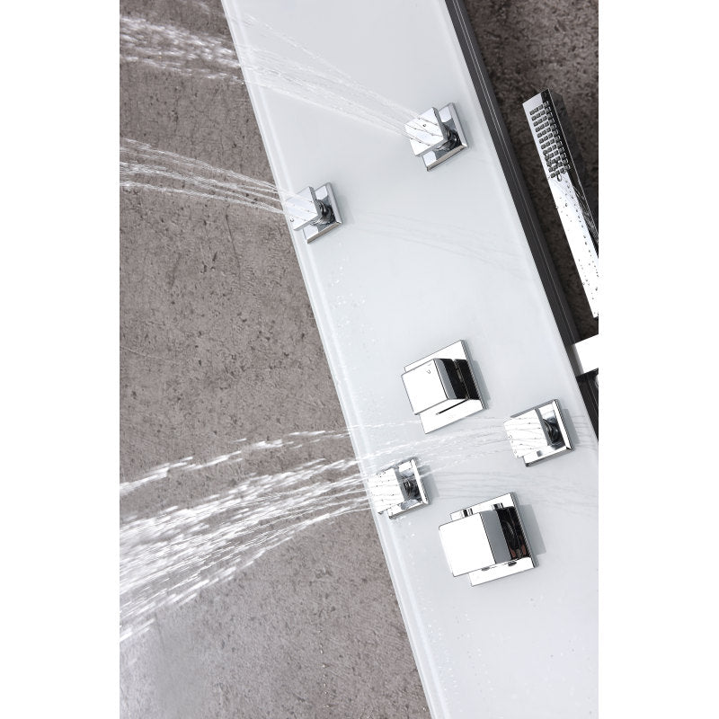 Jaguar 60 in. 6-Jetted Full Body Shower Panel with Heavy Rain Shower and Spray Wand in White