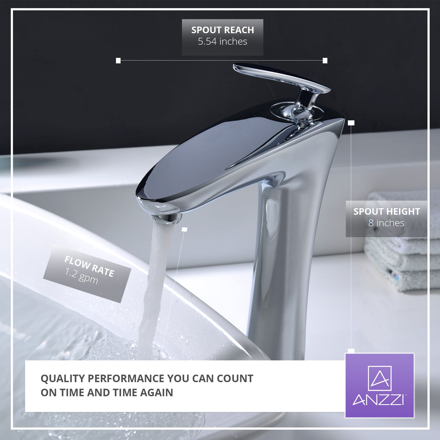 Crown Series Single Handle Vessel Sink Faucet in Polished Chrome