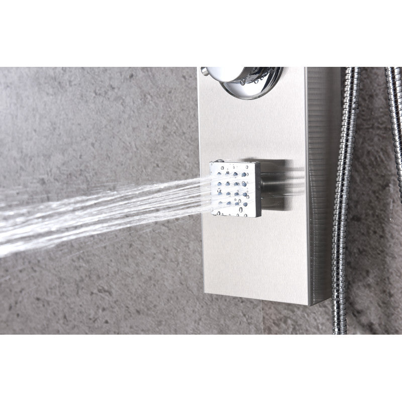 Sans 40 in. Full Body Shower Panel with Heavy Rain Shower and Spray Wand in Brushed Steel