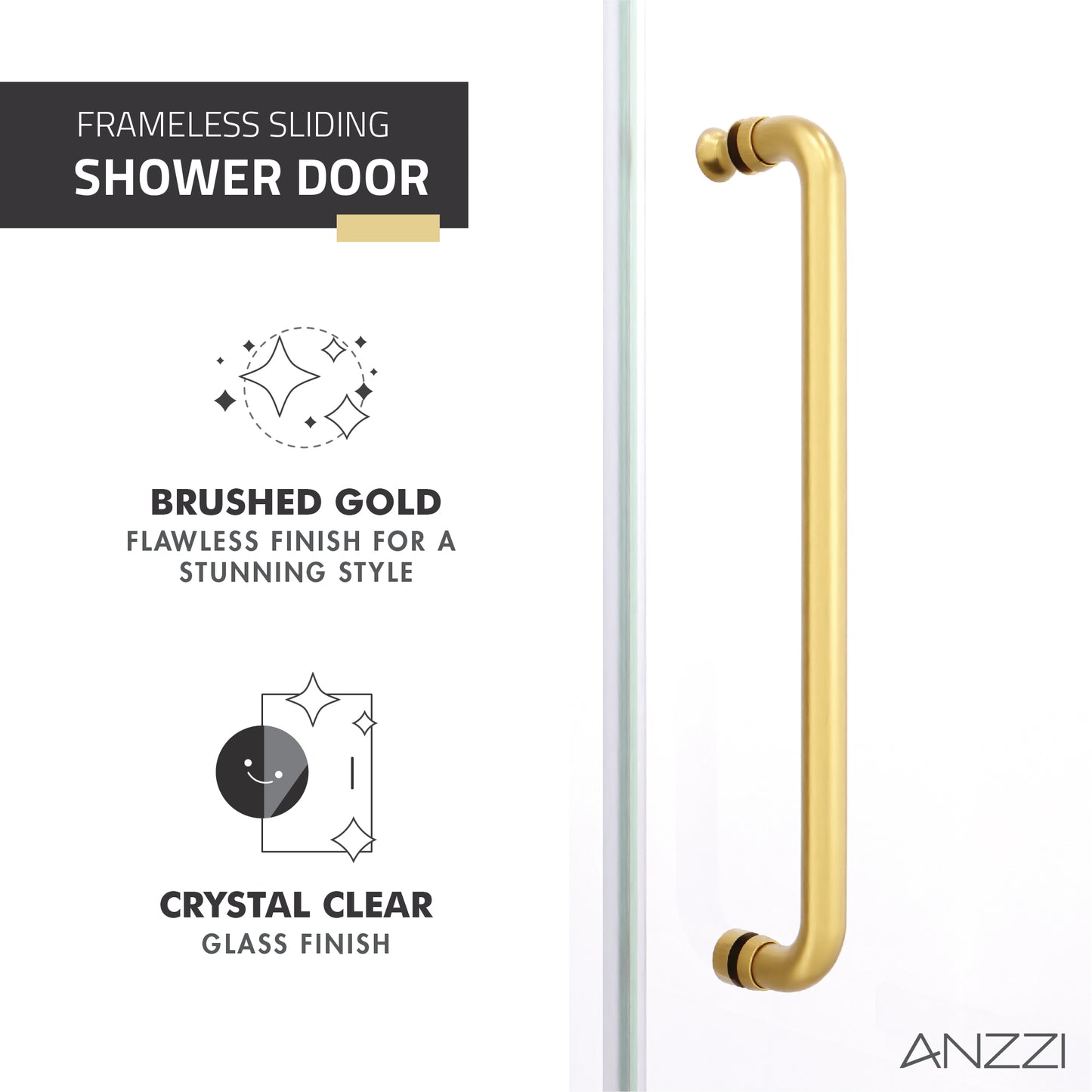 Leon Series 48 in. by 76 in. Frameless Sliding Shower Door with Handle
