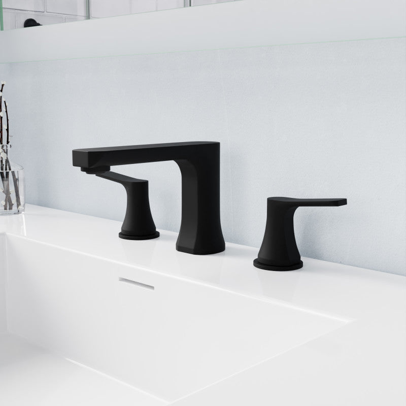 L-AZ902MB - 2-Handle 3-Hole 8 in. Widespread Bathroom Faucet With Pop-up Drain in Matte Black