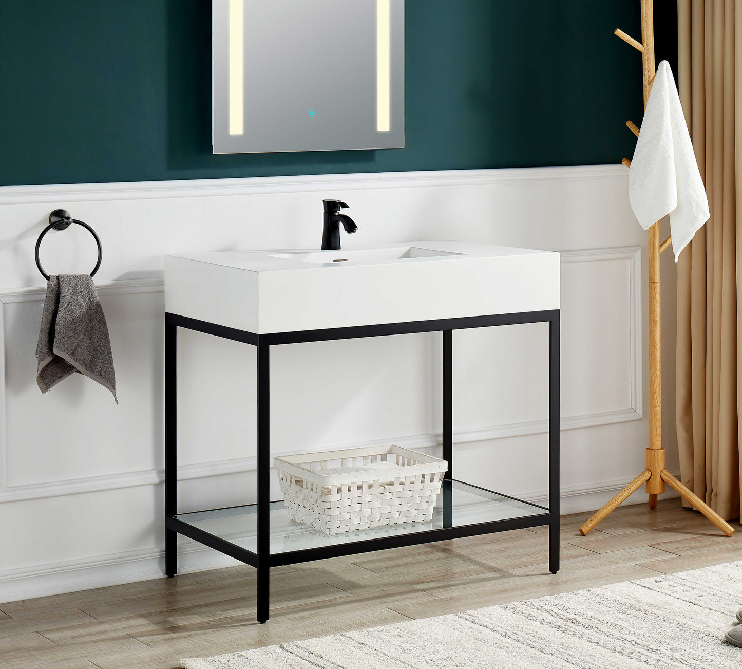 Ventura 36 in. Console Sink with Matte White Counter Top