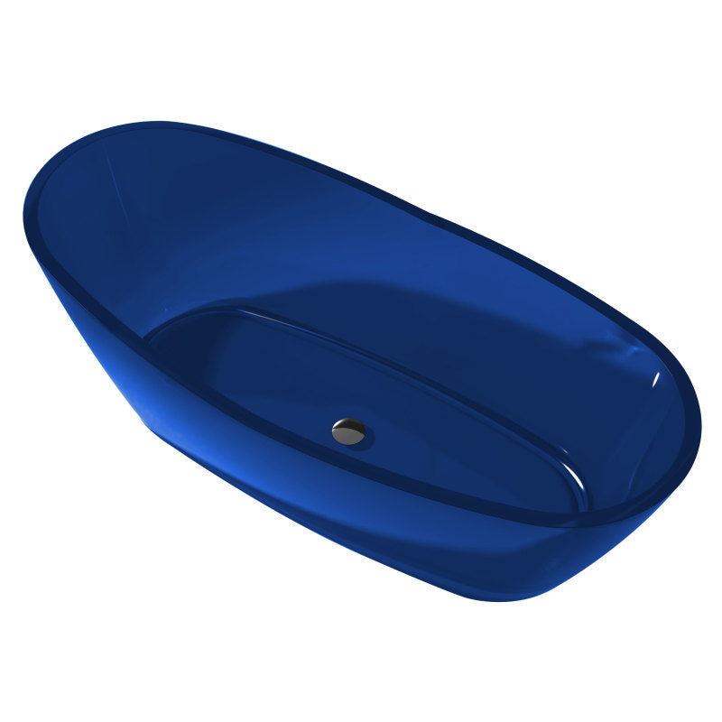 FT-AZ521-BL - Ember 5.4 ft. Solid Surface Center Drain Freestanding Bathtub in Regal Blue