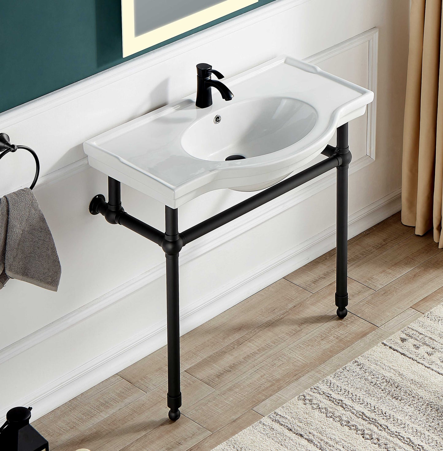 CS-FGC003-MB - Viola 34.5 in. Console Sink in Matte Black with Ceramic Counter Top