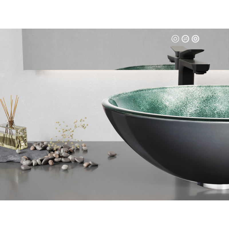 Belissima Round Glass Vessel Bathroom Sink with Stellar Grey Finish