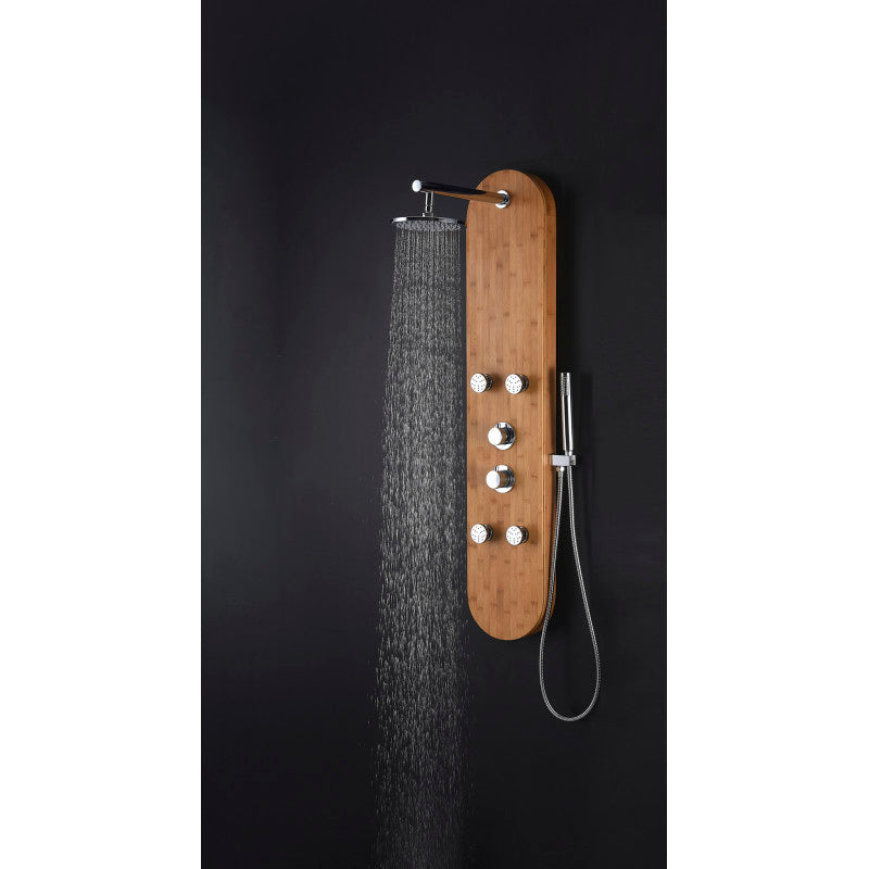 Mansion 52 in. Full Body Shower Panel with Heavy Rain Shower and Spray Wand in Natural Bamboo